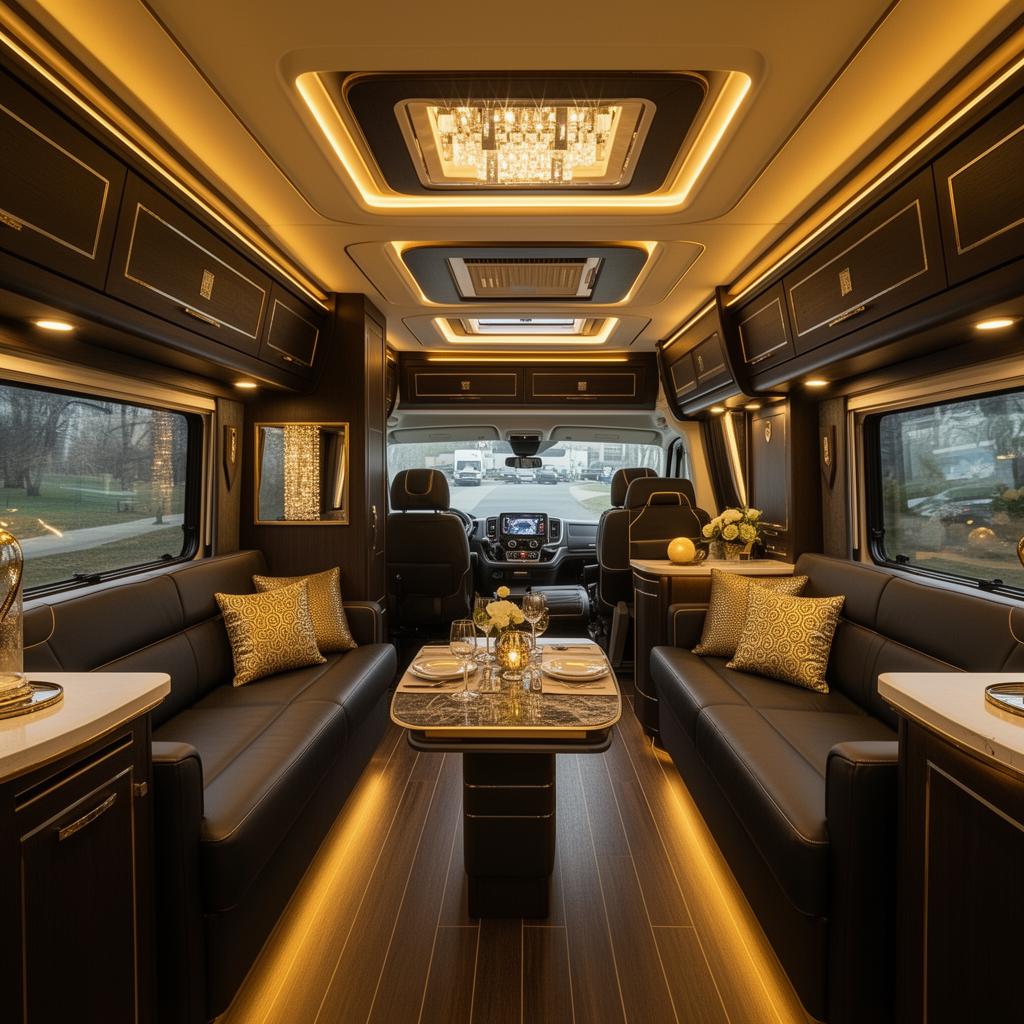 Luxury camper interior, freshly cleaned